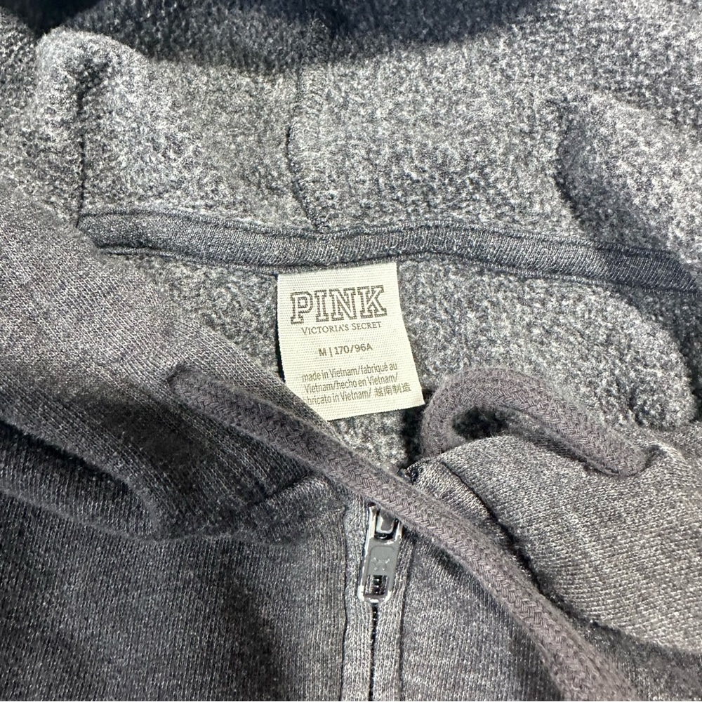 PINK zip up hooded sweatshirt- holiday size M - Picture 2 of 3